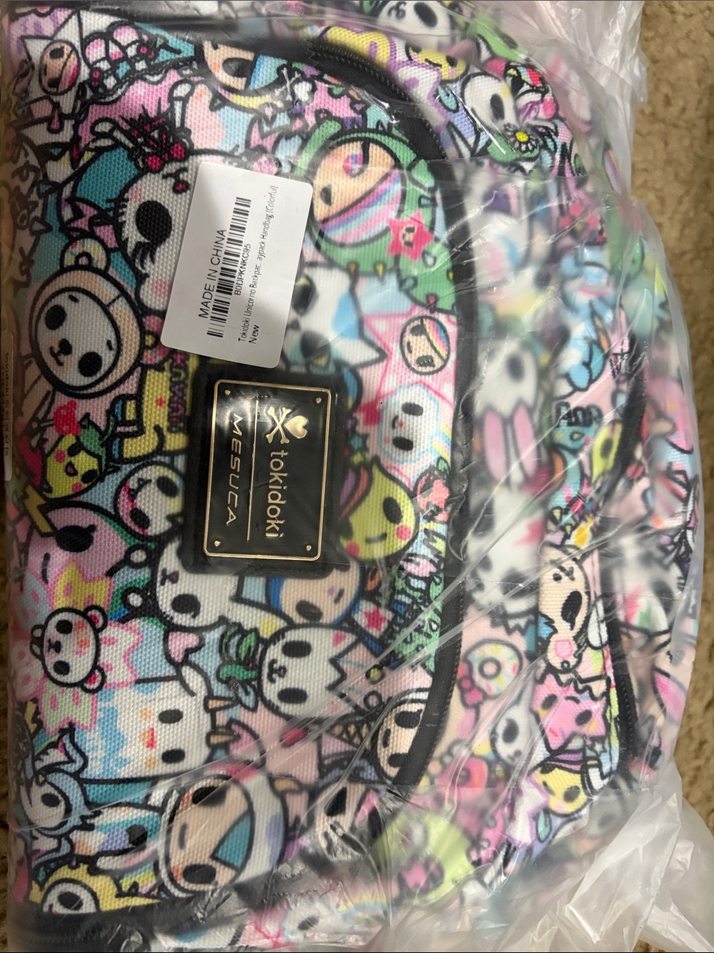 tokidoki Multicolor Character Print Backpack with Gold Logo Plaque